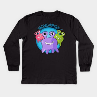 monstrick or treat smile Kids Long Sleeve T-Shirt